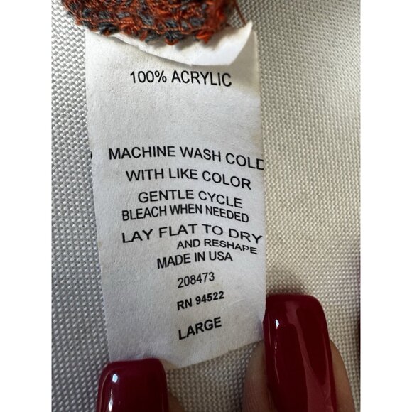 Say What Aztec Southwestern Fringe Cardigan L Boho Western Burnt Orange USA Fall - Picture 4 of 6